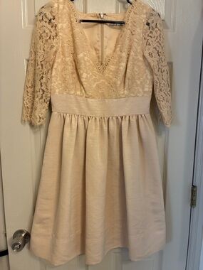 Eliza J Soft Peach Lace Dress